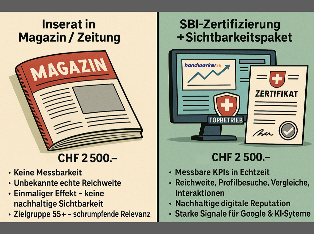 Ein Inserat hält Tage. Eine Zertifizierung wirkt das ganze Jahr.